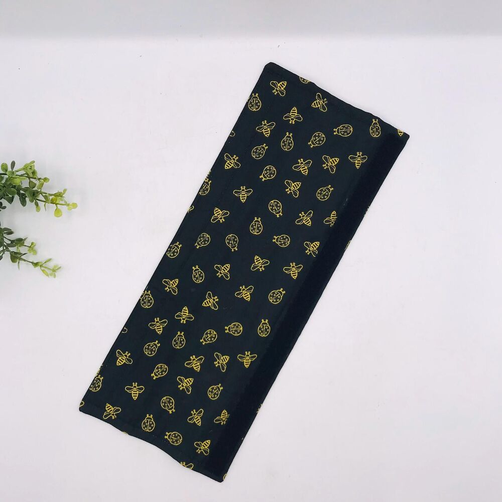 One Single Refrigerator Handle Cover, Reversible, Bees and Bugs on Black 14x5